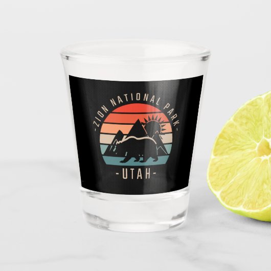 Zion National Park Retro Shot Glas (Voorkant)
