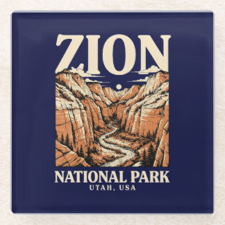 Zion National Park Rode Kliffen Glazen Onderzetter