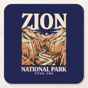 Zion National Park Rode Kliffen Kartonnen Onderzetters