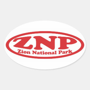 Zion National Park rode ovale sticker