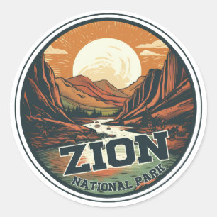 Zion National Park Sunset Travel Ronde Sticker