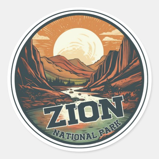 Zion National Park  Sunset Travel Ronde Sticker (Voorkant)
