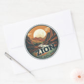 Zion National Park  Sunset Travel Ronde Sticker (Envelop)