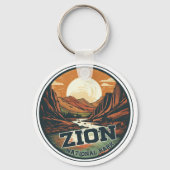 Zion National Park Sunset Travel Sleutelhanger (Voorkant)