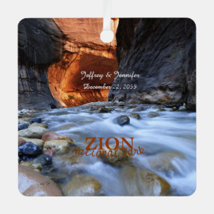 Zion National Park, The Narrows, Name, Square Metalen Ornament