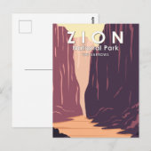 Zion National Park The Narrows Retro Briefkaart (Voorkant / Achterkant)