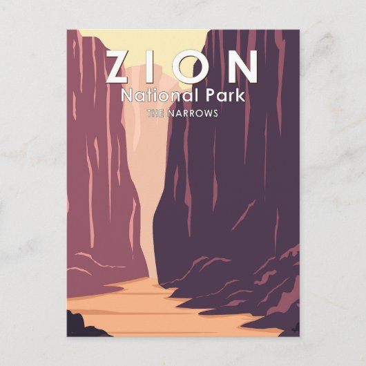 Zion National Park The Narrows Retro Briefkaart (Voorkant)