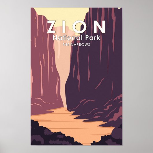Zion National Park The Narrows Retro Poster (Voorkant)