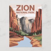 Zion National Park Travel Art Briefkaart (Voorkant)