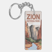 Zion National Park Travel Art Sleutelhanger (Voorkant Links)