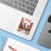 Zion National Park Travel Art Sticker (Laptop met iPhone)