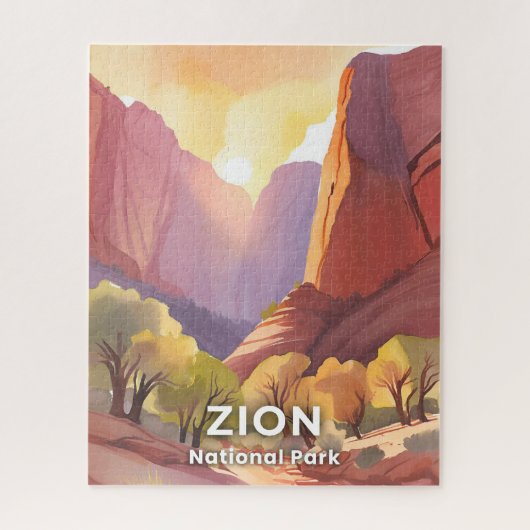 Zion National Park | Travel Watercolor Legpuzzel (Verticaal)