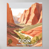 Zion National Park | Travel Waterverf Valley Poster (Voorkant)
