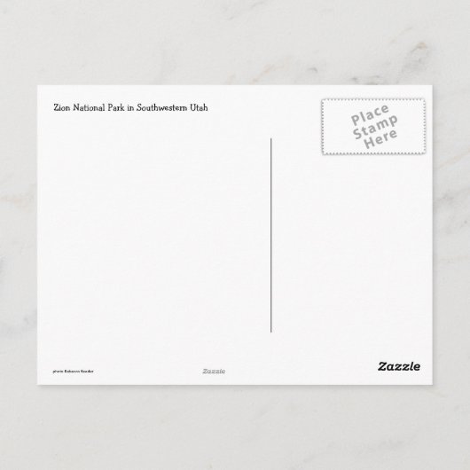 Zion National Park USA Briefkaart (Achterkant)