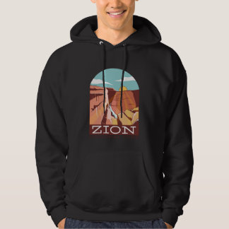 Zion National Park USA Skyline Silhouette Outline  Hoodie