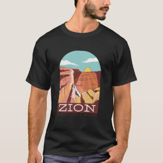 Zion National Park USA Skyline Silhouette Outline  T-shirt