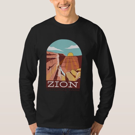 Zion National Park USA Skyline Silhouette Outline  T-shirt (Voorkant)