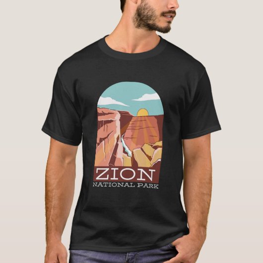 Zion National Park USA Skyline Silhouette T-shirt (Voorkant)