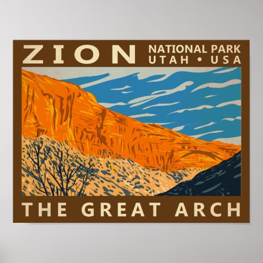 Zion National Park Utah de Grote Arch 2  Poster (Voorkant)