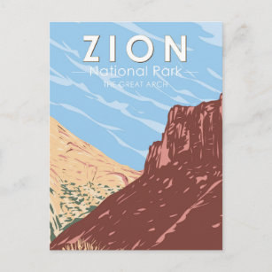 Zion National Park Utah de Grote Arch Vintage Briefkaart