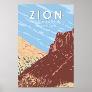 Zion National Park Utah de Grote Arch Vintage Poster