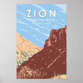 Zion National Park Utah De Grote Boog Vintage Poster
