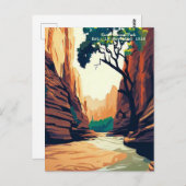 Zion National Park Utah, de waterverf van de Narro Briefkaart (Voorkant / Achterkant)