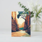 Zion National Park Utah, de waterverf van de Narro Feestdagenkaart (Staand voorkant)