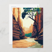 Zion National Park Utah, de waterverf van de Narro Feestdagenkaart (Voorkant / Achterkant)