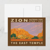 Zion National Park Utah East Temple  Briefkaart (Voorkant / Achterkant)