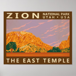 Zion National Park Utah East Temple  Poster