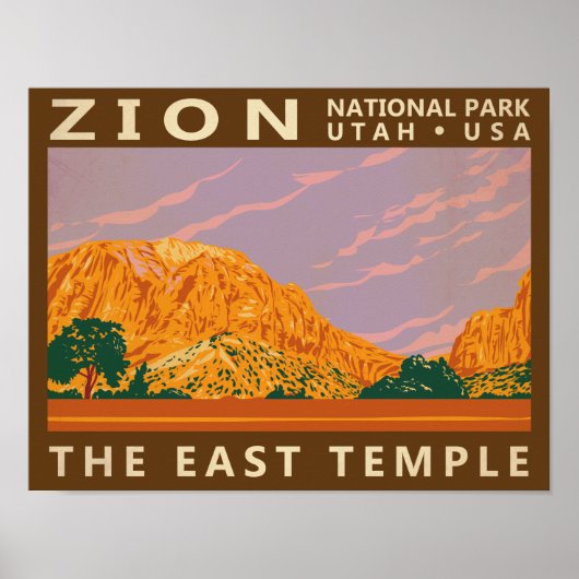 Zion National Park Utah East Temple  Poster (Voorkant)