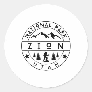 Zion National Park Utah Hiker Nature Hiking Outdoo Ronde Sticker