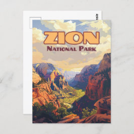Zion National Park Utah Moab Canyon Retro Briefkaart