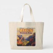 Zion National Park Utah Moab Canyon Retro Grote Tote Bag (Achterkant)