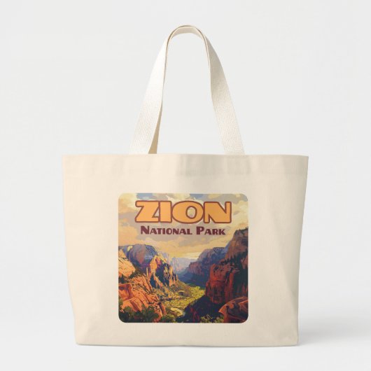 Zion National Park Utah Moab Canyon Retro Grote Tote Bag (Voorkant)