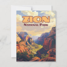 Zion National Park Utah Moab Canyon Retro Kaart
