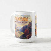 Zion National Park Utah Moab Canyon Retro Koffiemok (Voorkant links)