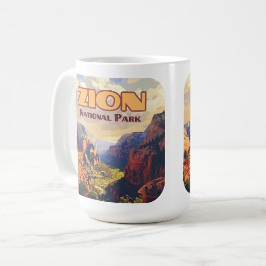 Zion National Park Utah Moab Canyon Retro Koffiemok (Voorkant links)