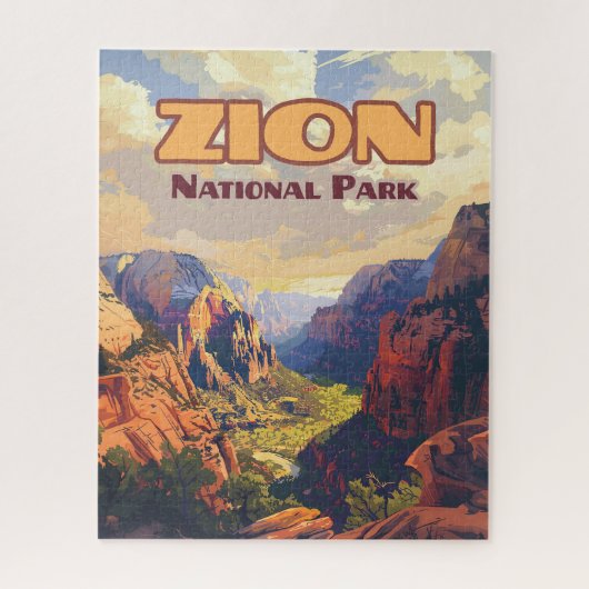 Zion National Park Utah Moab Canyon Retro Legpuzzel (Verticaal)