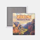 Zion National Park Utah Moab Canyon Retro Magneet (Voorkant / Achterkant)
