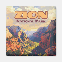 Zion National Park Utah Moab Canyon Retro Magneet