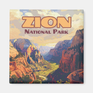 Zion National Park Utah Moab Canyon Retro Magneet