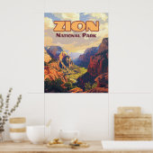 Zion National Park Utah Moab Canyon Retro Poster (Keuken)