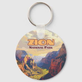 Zion National Park Utah Moab Canyon Retro Sleutelhanger