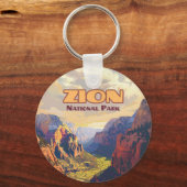 Zion National Park Utah Moab Canyon Retro Sleutelhanger (Voorkant)