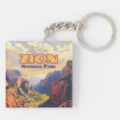 Zion National Park Utah Moab Canyon Retro Sleutelhanger (Achterkant)