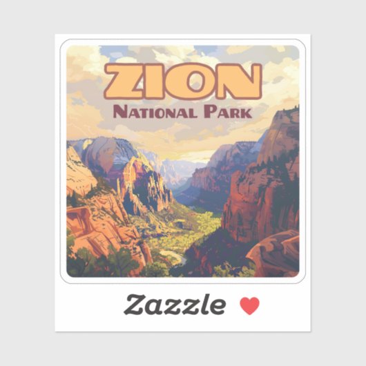 Zion National Park Utah Moab Canyon Retro Sticker (Vel)