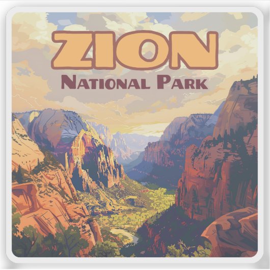 Zion National Park Utah Moab Canyon Retro Sticker (Voorkant)