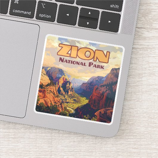 Zion National Park Utah Moab Canyon Retro Sticker (Detail)